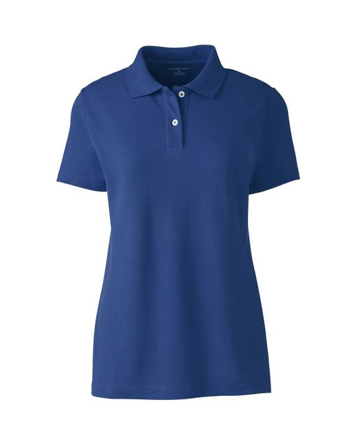 Lands' End Blue School Uniform Short Sleeve Basic Mesh Polo Shirt