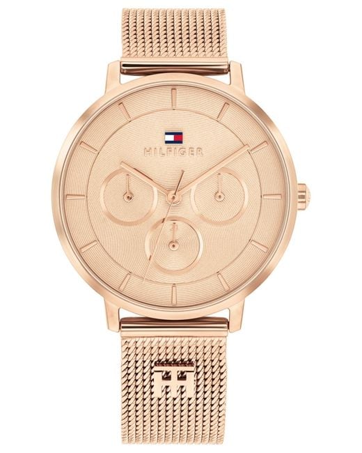 Tommy Hilfiger Metallic Multifunction Tone Stainless Steel Mesh Bracelet Watch
