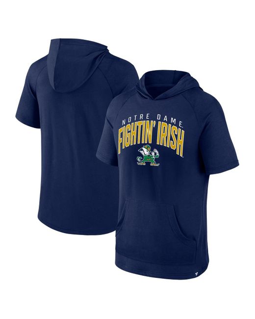 Fanatics Blue Branded Navy Notre Dame Fighting Irish Double Arch Raglan Short Sleeve Hoodie T-shirt for men