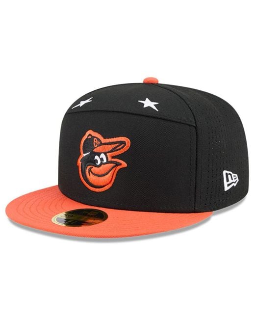 KTZ Black/orange Baltimore Orioles 2025 Mlb All-star Game Side Patch 59fifty Fitted Hat for men