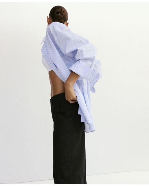 Mango Black Linen Balloon Pants