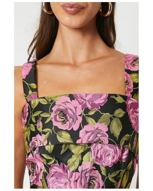 Coast White Wide Strap Jacquard Midi Dress