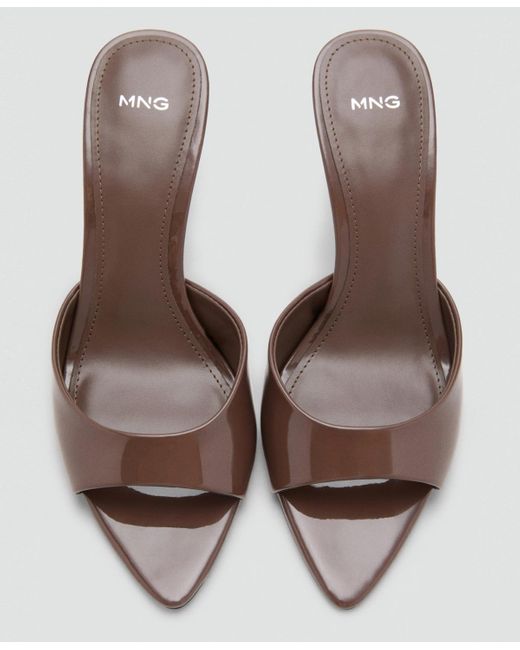 Mango Brown Patent Leather Effect Heeled Sandals