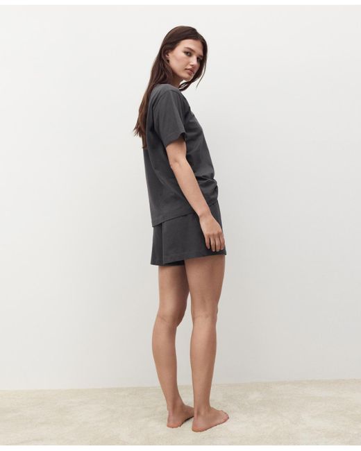 Mango Gray 2-piece Cotton Short-sleeved Pajamas
