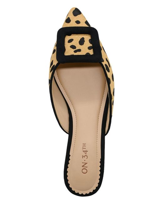 On 34th Brown Mabel Buckle Mules