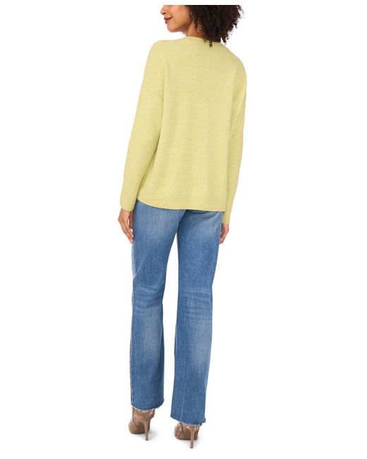 Vince Camuto Blue Cozy Crewneck Long-sleeve Extend-shoulder Sweater