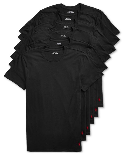 Polo Ralph Lauren Black 5+1 Free Bonus Pack Classic-fit Cotton Jersey Crewneck Undershirts for men