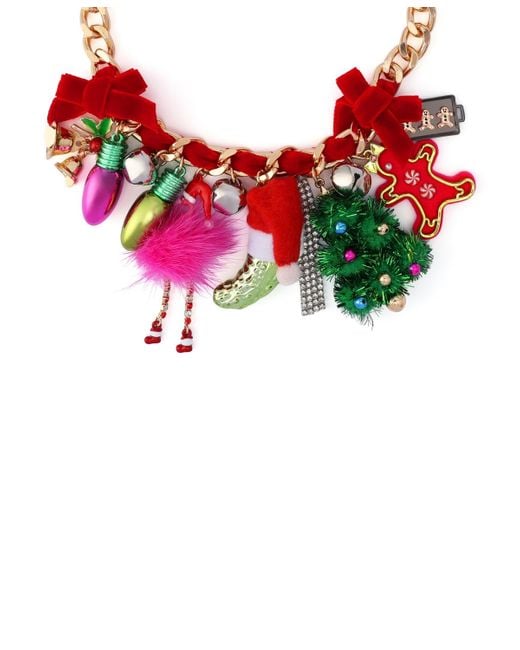 Betsey Johnson Red Faux Stone Santa Baby Statement Bib Necklace