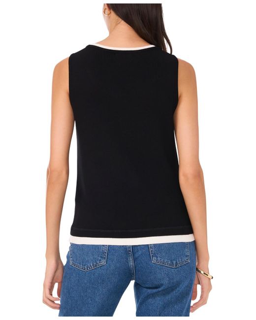 Vince Camuto Black Contrast-trim Sleeveless Sweater