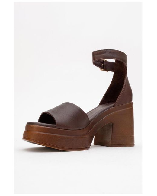 Forever & Always Shoes Brown Margot Leather Platform Sandal ()