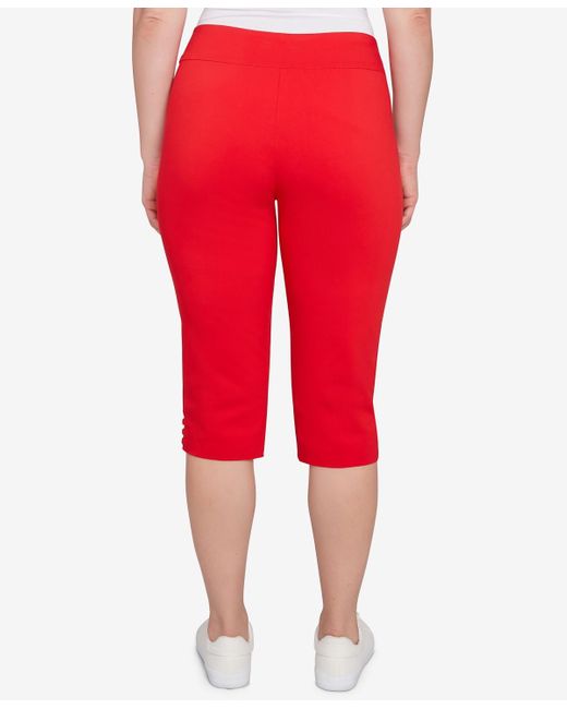 Ruby Rd Red Petite Ladder Hem Americana clamdigger Pullover Pants