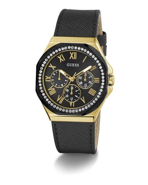Guess Gray Multi-function Leather Watch 36mm