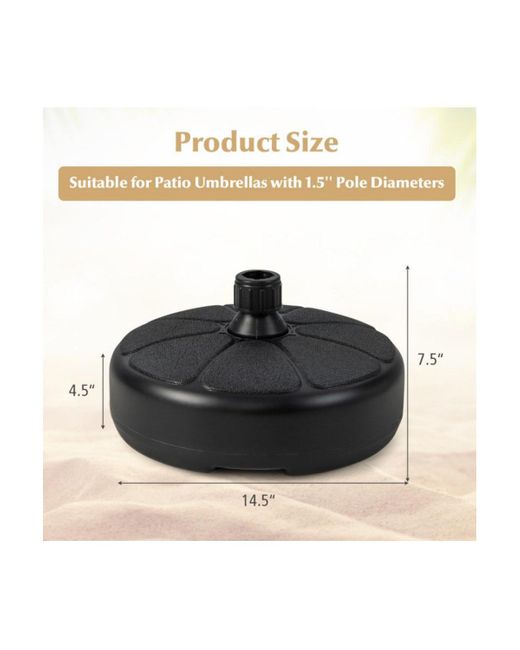 Mondawe Black 27 Lbs Fillable Round Umbrella Base Stand For Yard Garden Poolside