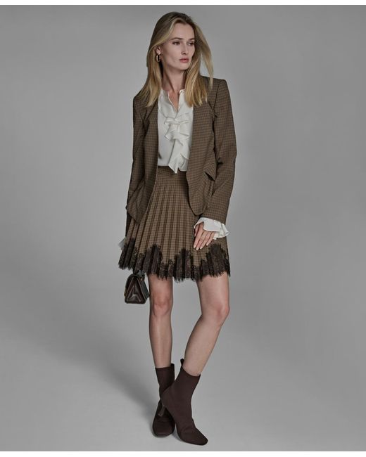 BCBGMAXAZRIA Gray V-neck Ruffle Hem Jacket