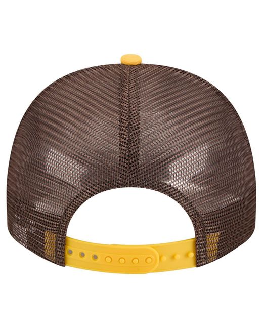 KTZ Metallic Cream/brown San Diego Padres Banner A-frame 9fifty Trucker Snapback Hat for men