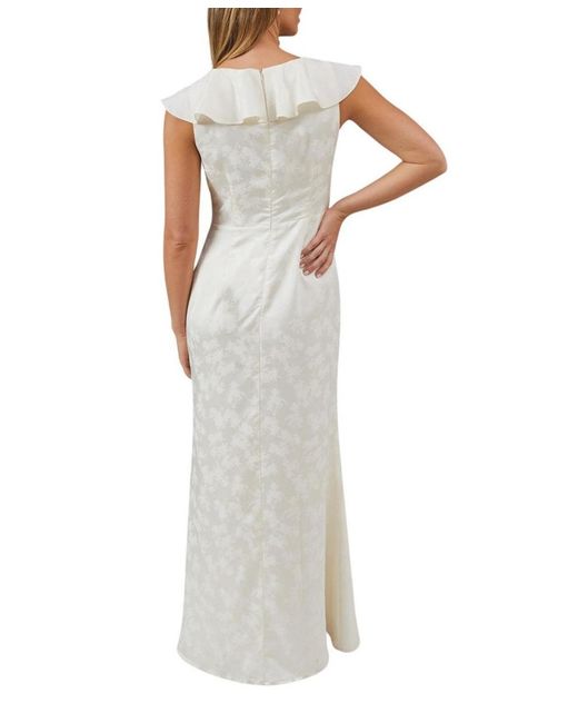 Oasis White Satin Jacquard V-neck Bridesmaid Dress