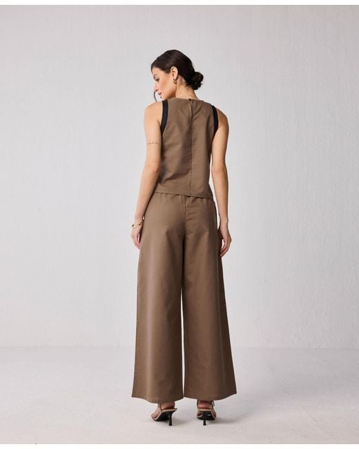 REISTOR Brown Wide-leg Drawstring Pants