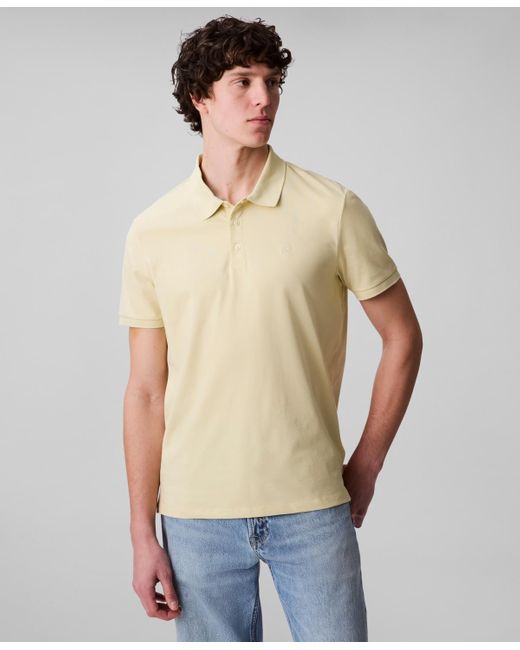 Calvin Klein Natural Regular-fit Smooth Cotton Monogram Logo Polo Shirt for men