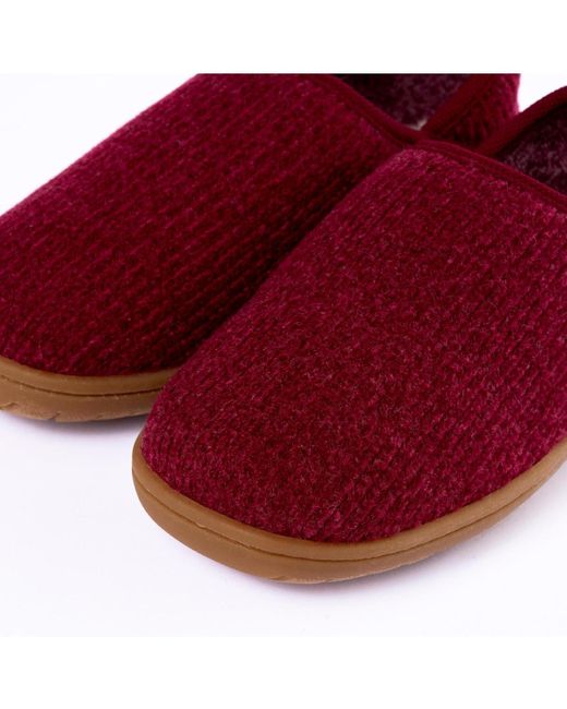 Minnetonka Red Packaway Fabric Slipper Collabsible Heel