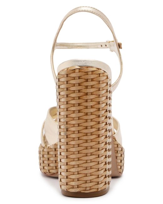 SCHUTZ SHOES Metallic Keefa High Straw Round Toe Sandals
