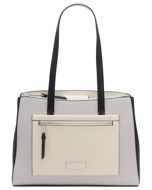 Calvin Klein Natural Hadley Colorblocked Large Triple Compartment Tote