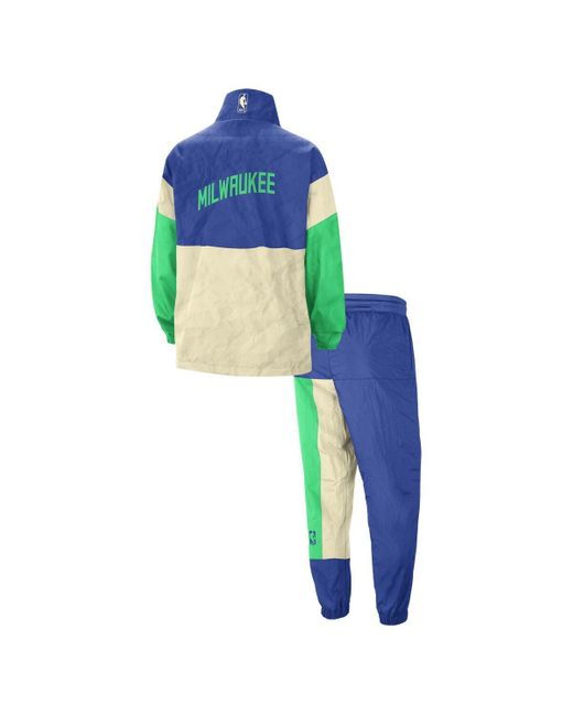 Nike Blue Milwaukee Bucks 2023/24 City Edition Courtside Starting Five Full-zip Jacket And Pants Set for men