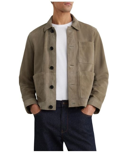 Reiss Brown Suede Patch-pocket Worker Jacket for men