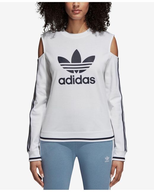 Adidas White Originals Active Icons Cold-shoulder Sweatshirt