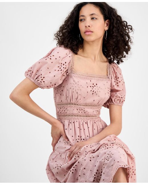 And Now This Pink Eyelet Cotton Maxi Dress
