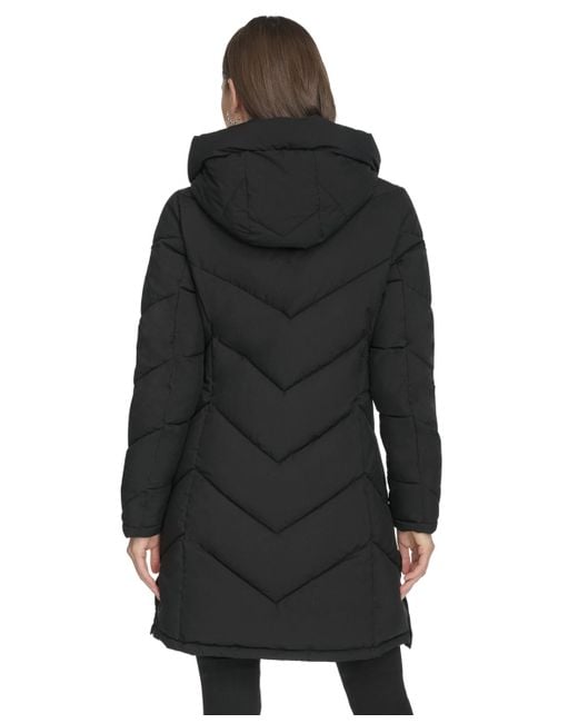 Calvin Klein Black Lined Hooded Puffer Coat