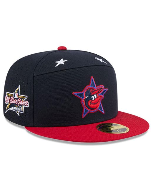 KTZ Blue Navy/red Baltimore Orioles 2025 Mlb All-star Game Workout Side Patch 59fifty Fitted Hat for men