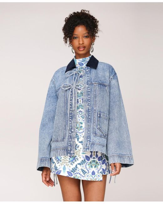 Avec Les Filles Blue Oversized Patch Pocket Chore Jacket
