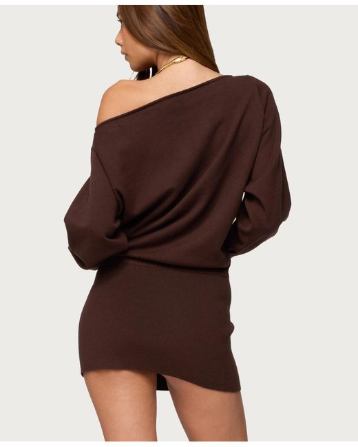knee length dresses for ladies Eve Off Shoulder Knit Mini Dress – Edikted UK main image 1