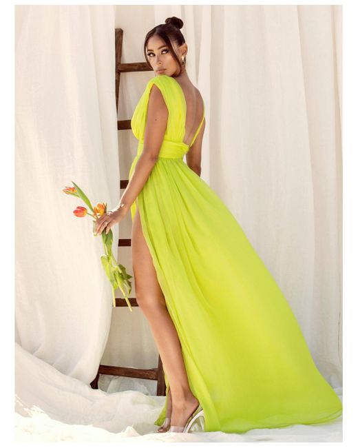 sachin and babi light blue dress Mac Duggal Chiffon A-line Lime Green Prom Dress
