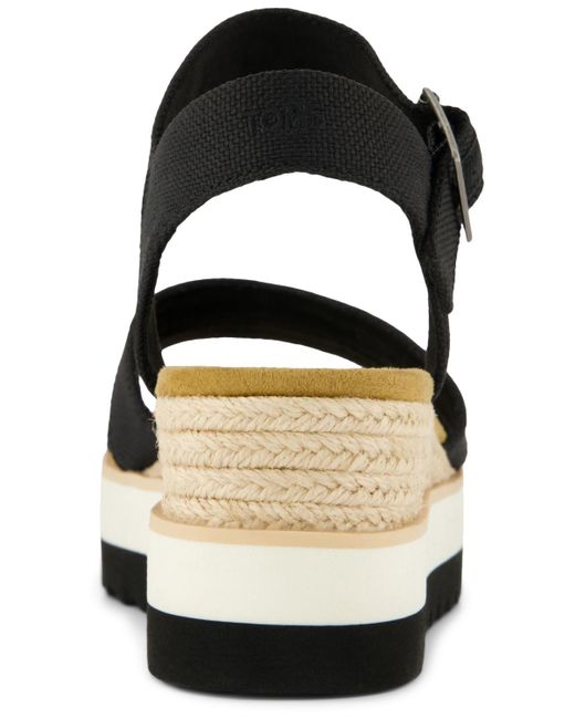 TOMS Black Louisa Open Toe Wedge Sandals