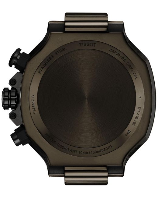 Tissot Black Swiss Chronograph T-race Rubber Strap Watch 45mm for men