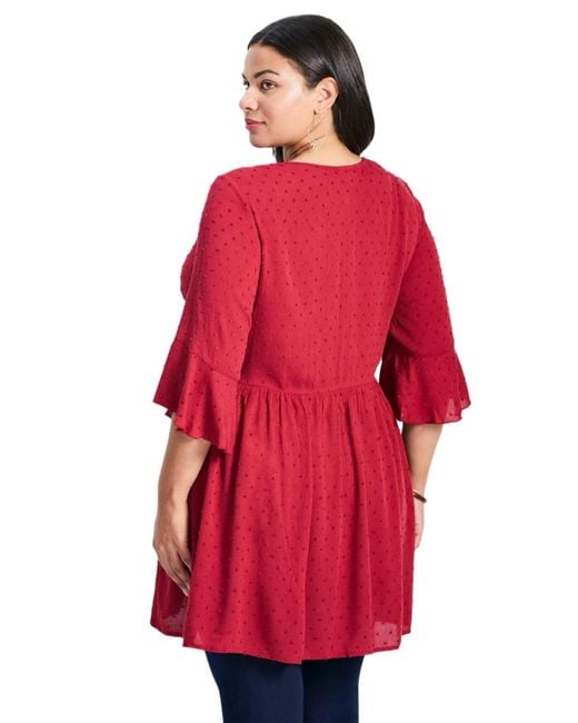 Avenue Red Veronica Dobby Tunic