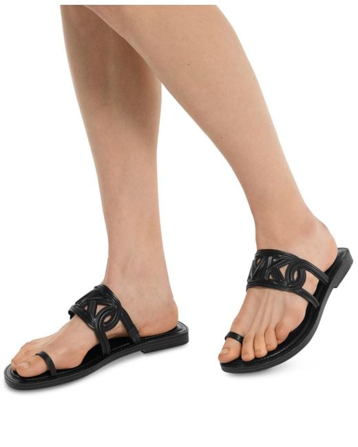 Michael Kors Black Michael Alma Logo-strap Flat Sandals