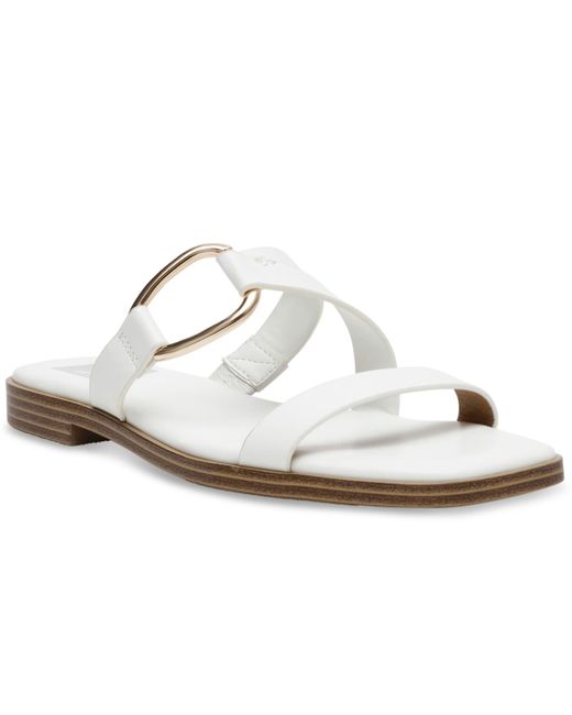 DV by Dolce Vita White Masani Flat Slide Sandals