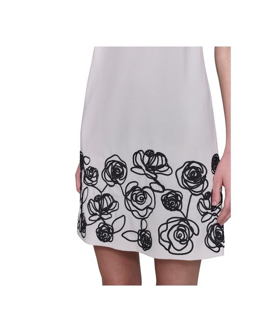 Karl Lagerfeld Multicolor Floral-trim Square-neck Dress