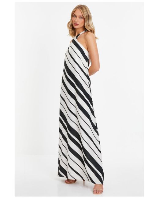 Quiz White Stripe Halter Neck Maxi Dress