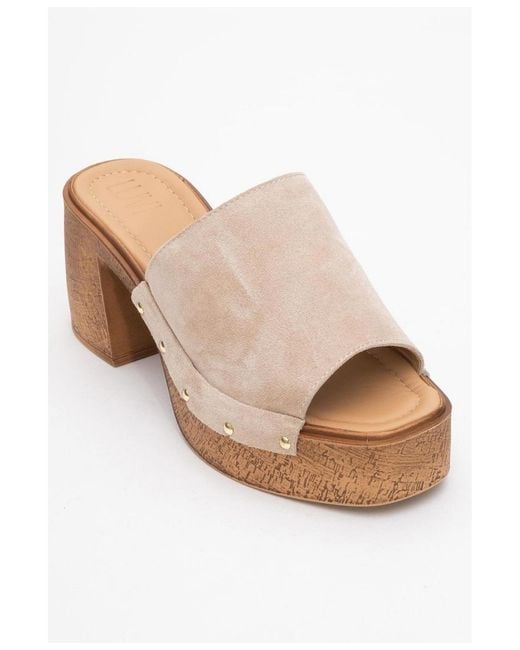 Forever & Always Shoes White Pull Leather Platform Mules ()
