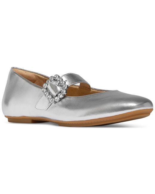 Fitflop White Delicato Crystal-buckle Metallic-leather Mary Jane Flats