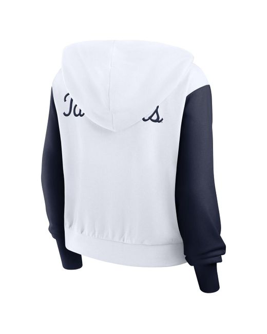 Nike Blue North Carolina Tar Heels Cropped Athletic Prep Color Block Script Full-zip Hoodie