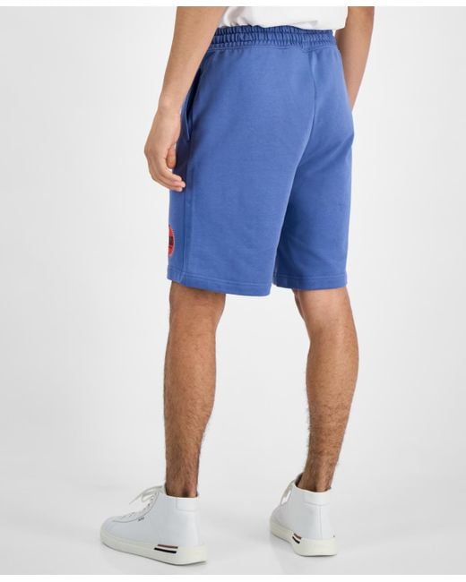 Boss Blue Hugo By Relaxed-fit Decrio Logo Shorts for men