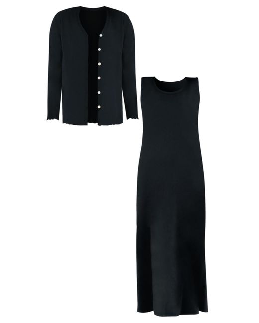 Woman Within Black Within Lettuce Trim Knit Jacket Dress