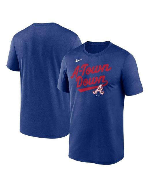 Nike Blue Atlanta Braves 2025 City Connect Team Phrase Script Legend Performance T-shirt for men
