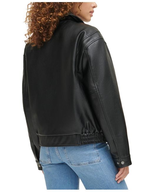 Levi's Retro Fauxleather Bomber Jacket in Black Lyst