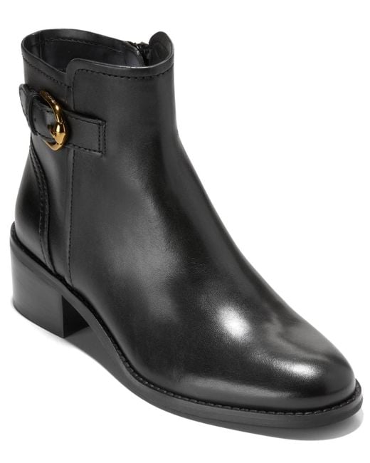 Cole Haan Black Hanover Block Heel Booties
