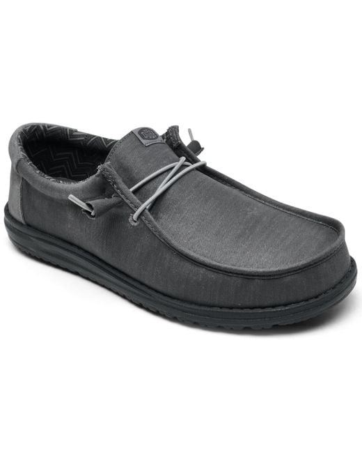HeyDude Black Wally Stretch Canvas Slip-on Casual Moccasin Sneakers From Finish Line for men